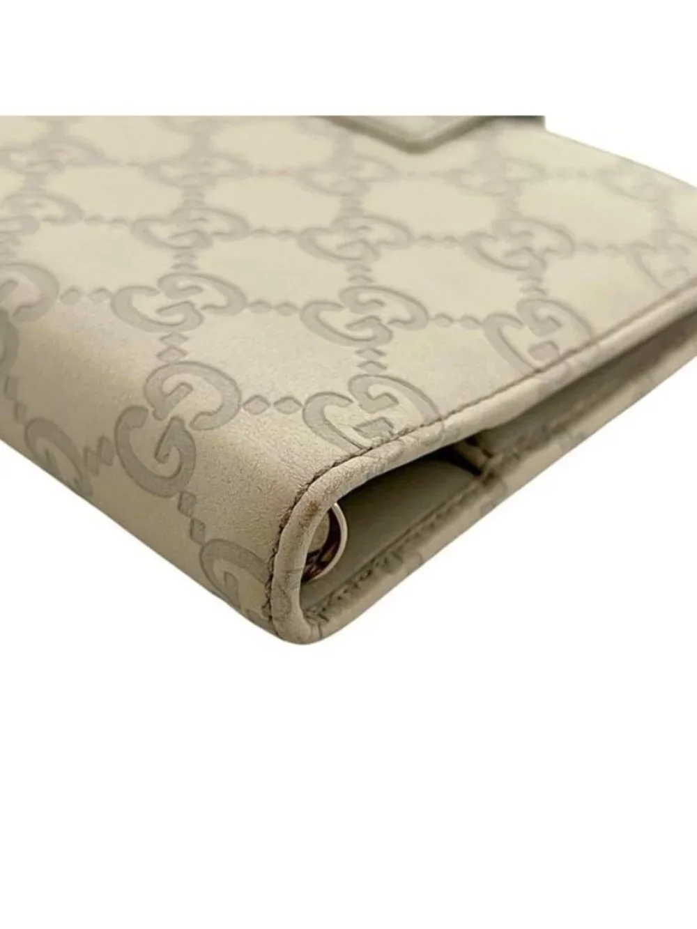 Gucci Notebook Cover Beige White Guccissima Line 6 Holes System Leather Agenda